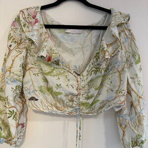 Enchanted Forest Crop Top Romantic Secret Garden Print Size S Cottagecore